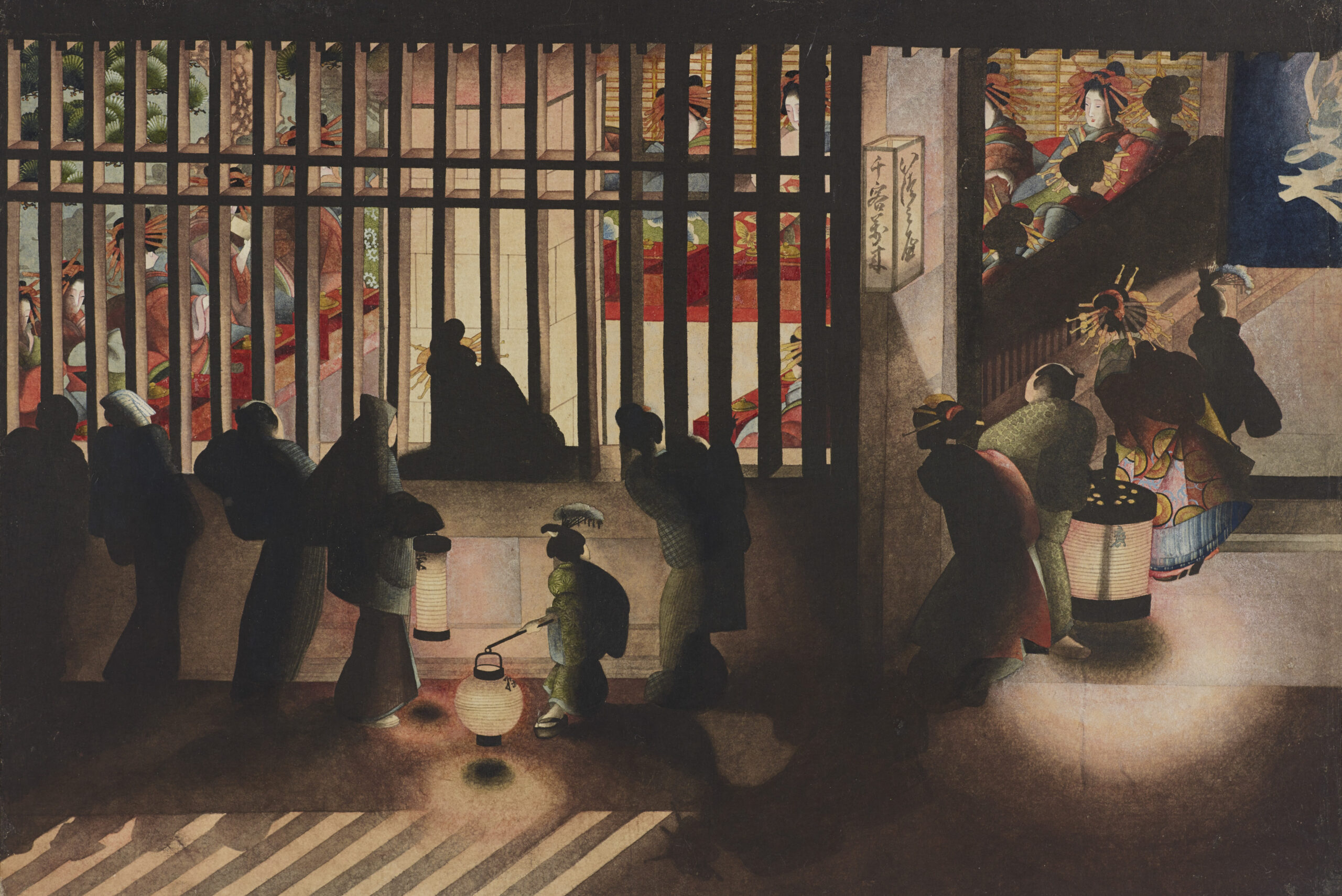 葛飾応為「吉原格子先之図」 夜景の系譜展